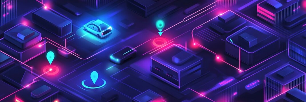AI-Driven Route Optimization: Revolutionizing Transport Efficiency. Abstract 32K Tech Background Showcasing Economic Data for Fuel Savings, Reduced Delivery Times, and Enhanced Service Levels in Logis
