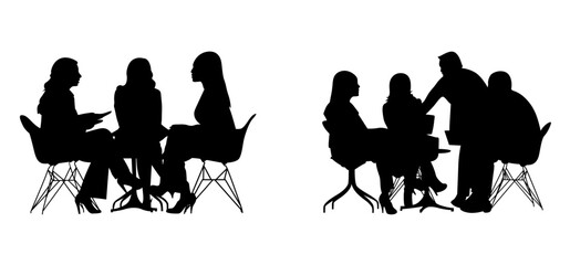 Silhouette of business people meeting