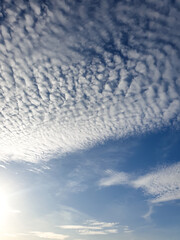 Photo of white clouds with blue sky. The weather is very sunny.
