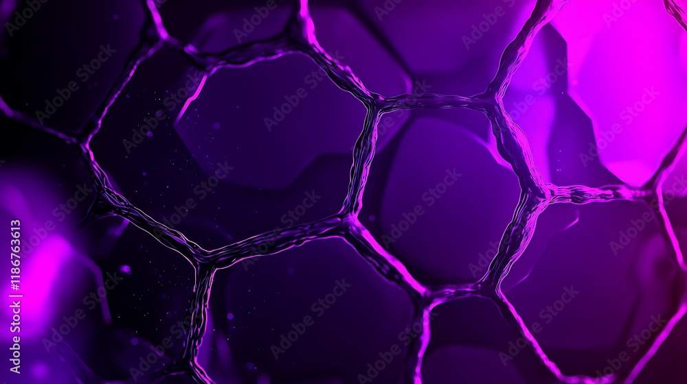 Poster abstract visualization of neural networks featuring intricate purple and black patterns with cellula