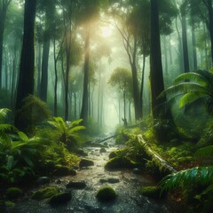 Rainy Season Jungle Lush greenery glistening in rain