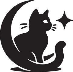 A cat  silhouette, icon,  white background