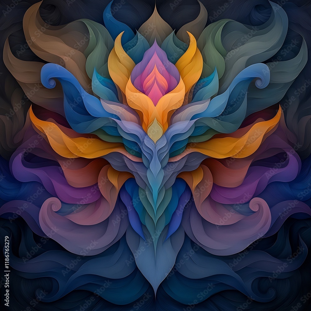 Poster mesmerizing prismatic kaleidoscope flowing hypnotic dazzling abstract digital in ethereal expression