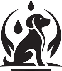 A dog  silhouette, icon,  white background