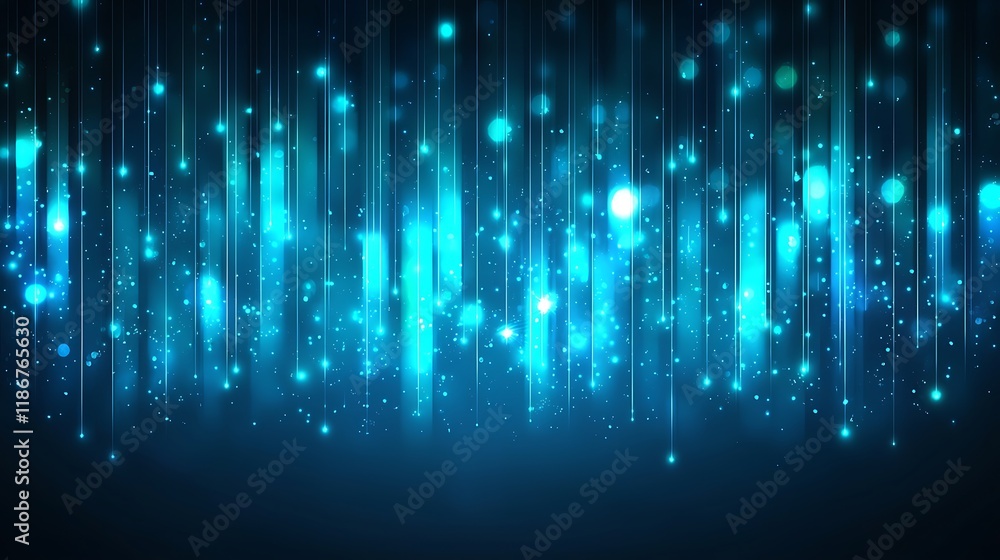 Poster ethereal blue circuit lines composition with radiant elements and dynamic patterns for futuristic de