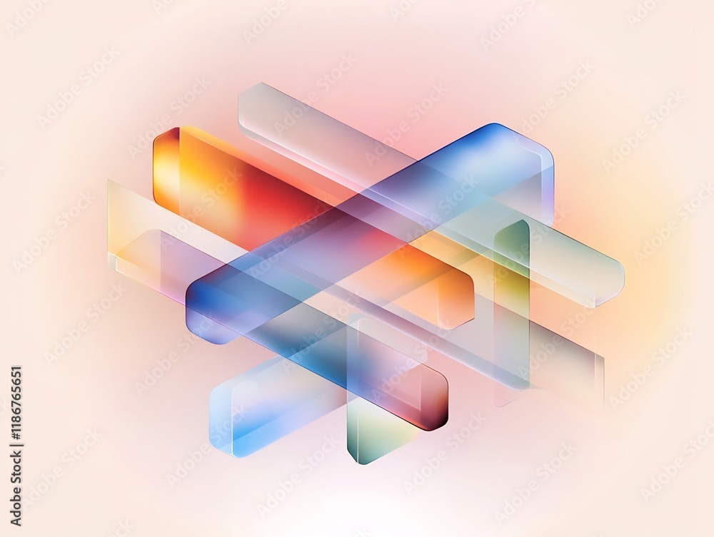 Poster mesmerizing prismatic shapes in a captivating luminescent composition of radiant gradient hues abstr