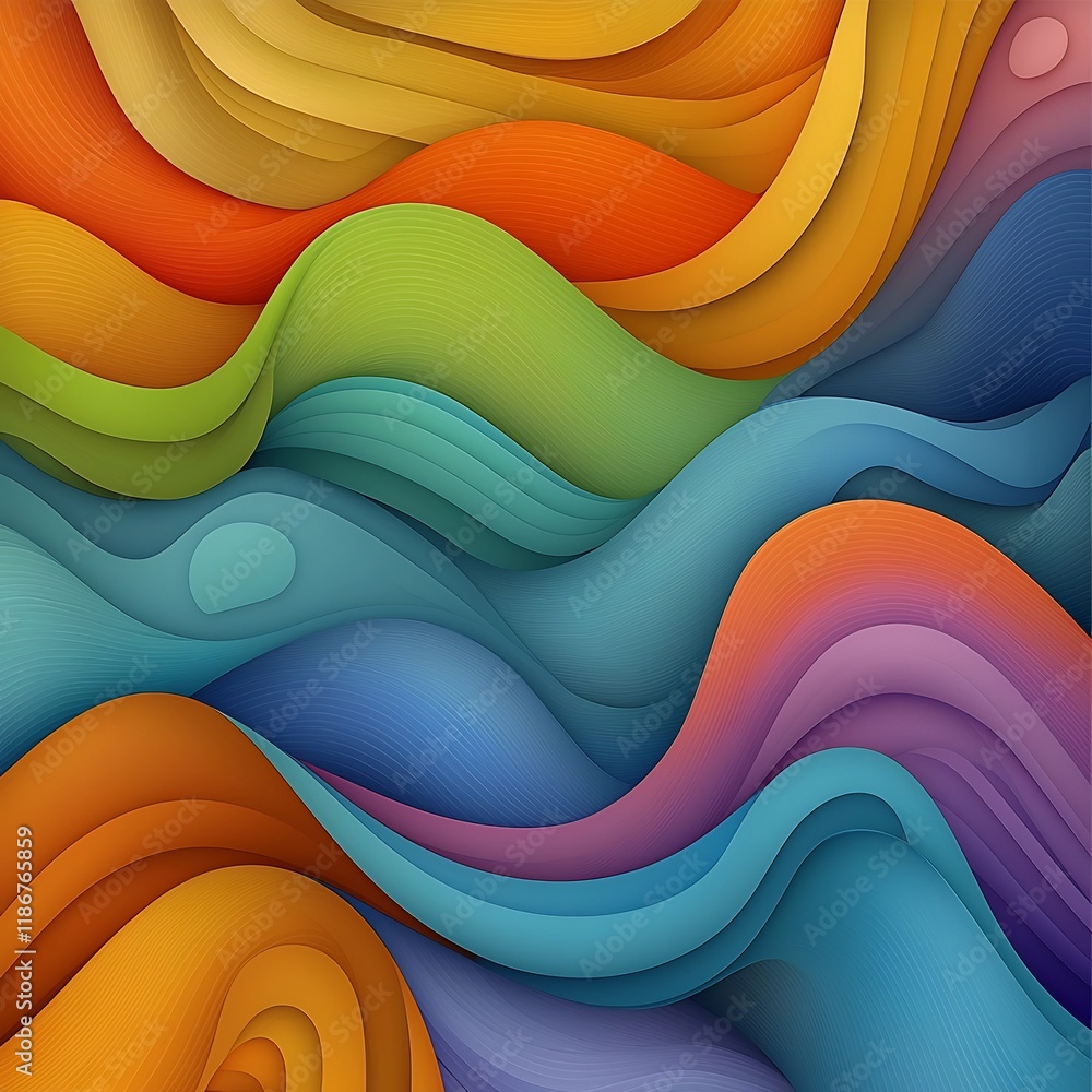 Poster mesmerizing psychedelic abstract composition with undulating rainbow hued fluid forms captivating di