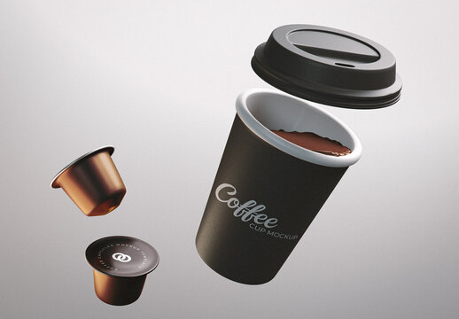Coffee Cup With Capsules Mockup