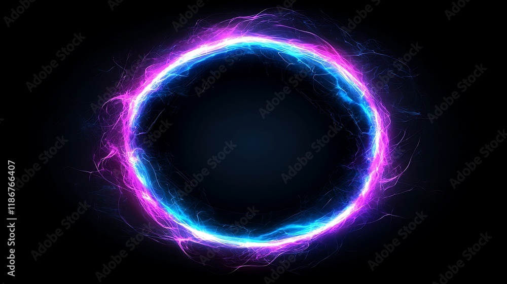 Poster ethereal galaxy imagery featuring high-tech energy flow in a circular design highlighting dynamic co