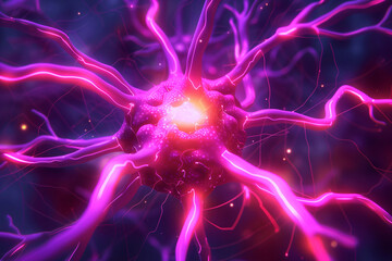 Glowing Neural Network Energy Flow in Futuristic Innovation Concept with Radiant Light and Digital Connectivity