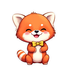Cute Cartoon Red Panda Wearing a Bow Tie