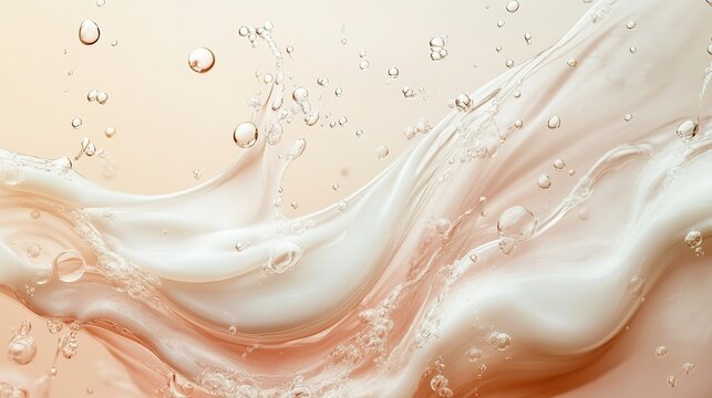 Elegant Beauty Background: Elegance captured in transparent serum textures against a delicate pastel beige. Ideal for showcasing luxury beauty items, skincare products, or high-end cosmetics, hd image