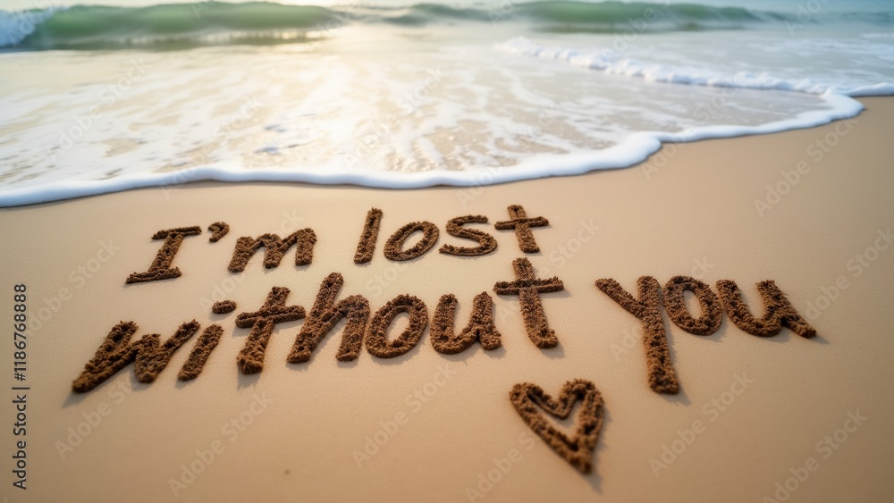 Poster the image is a photograph of a beach scene with the words 