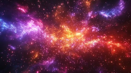 Fototapeta premium Vibrant nebula with cosmic dust and gas clouds in deep space.