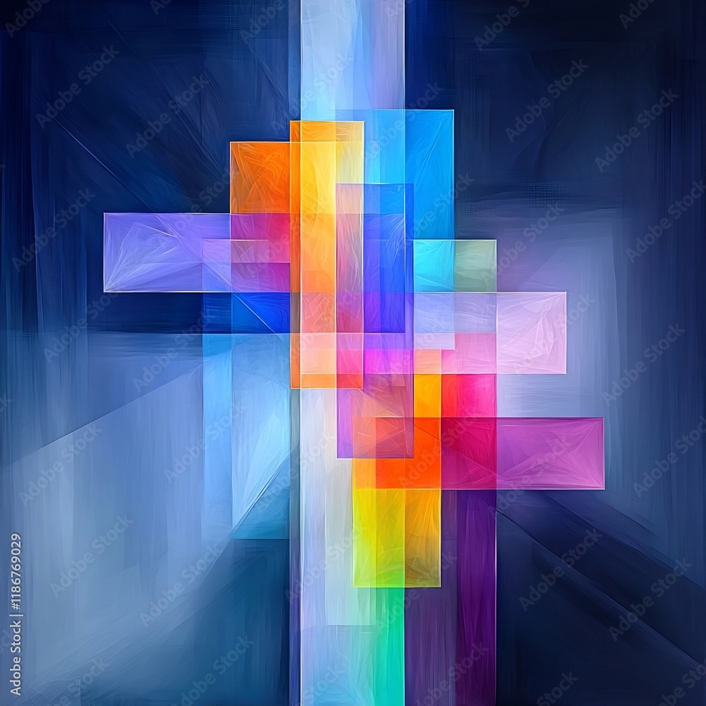 Poster mesmerizing prismatic shapes in captivating vibrant color composition futuristic digital abstract ar