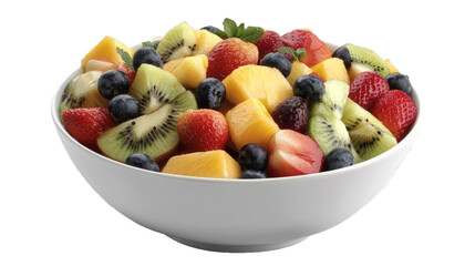 Mixed fruit on a white plate isolated on a white background - Healthy food style
