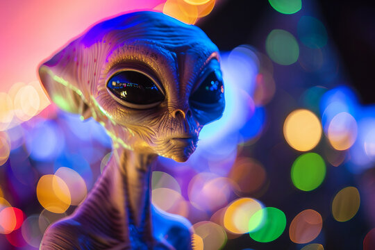 Image of extraterrestrial alien in glowing light generative AI
