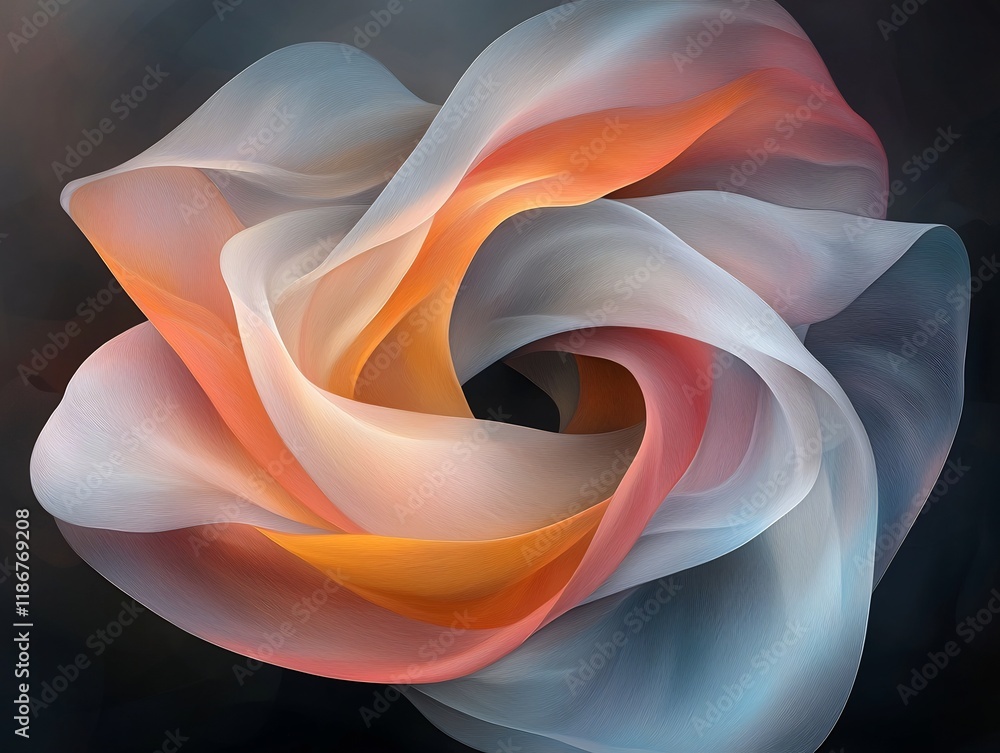 Poster captivating abstract featuring swirling ethereal shapes in a visually mesmerizing shimmering composi