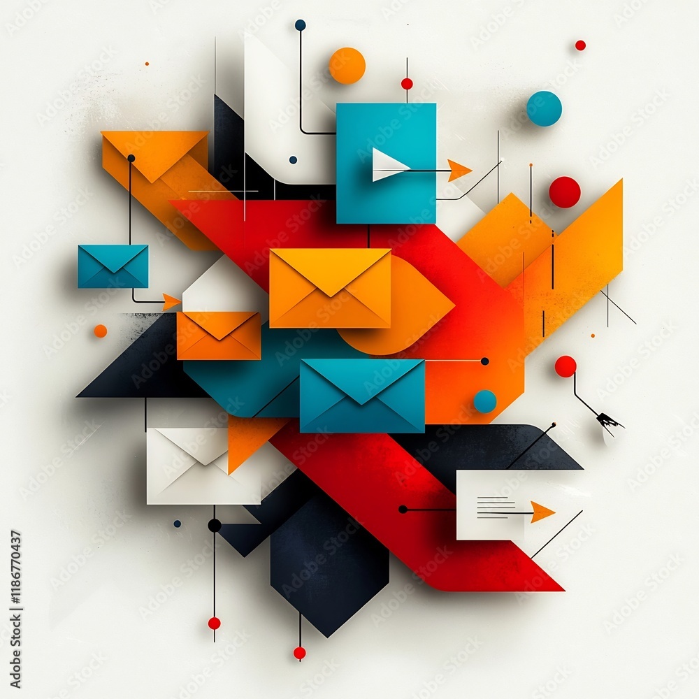 Poster striking abstract digital painting depicting a vibrant social network interface with interactive fre