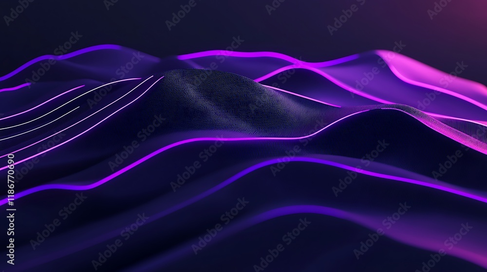 Poster colorful holographic waveforms blending together in a dynamic abstract composition for modern digita