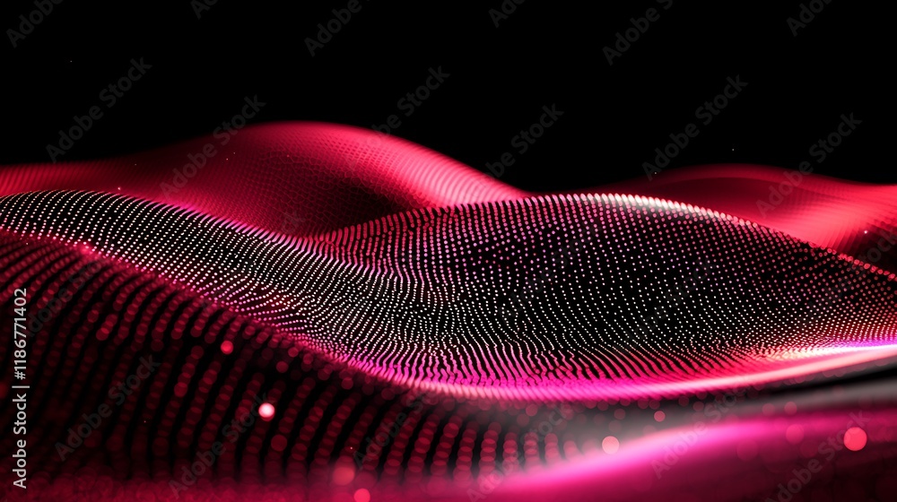 Poster abstract representation of digital waves and particles flowing seamlessly, showcasing a vibrant blen