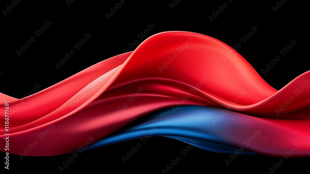 Poster dynamic abstract forms flowing in fluid motion with elegant curves and vibrant colors on a dark back