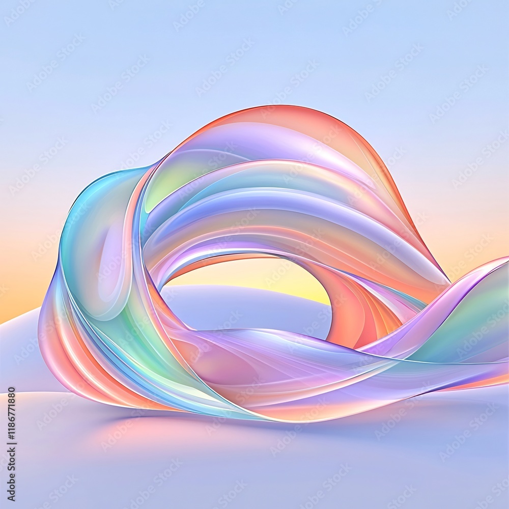 Poster captivating iridescent waves fluid swirling shapes of vibrant color and light create a mesmerizing o