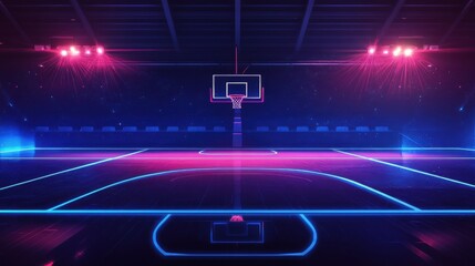 Basketball court line background. Outline basketball sports field for game background area illustration