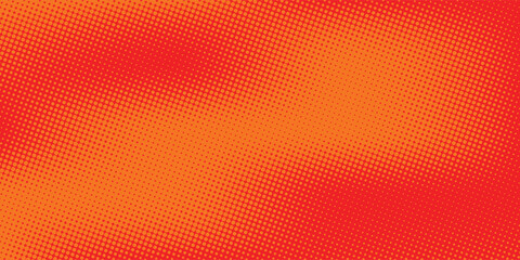 Polka dot pop art halftone pattern. Red dots on orange background