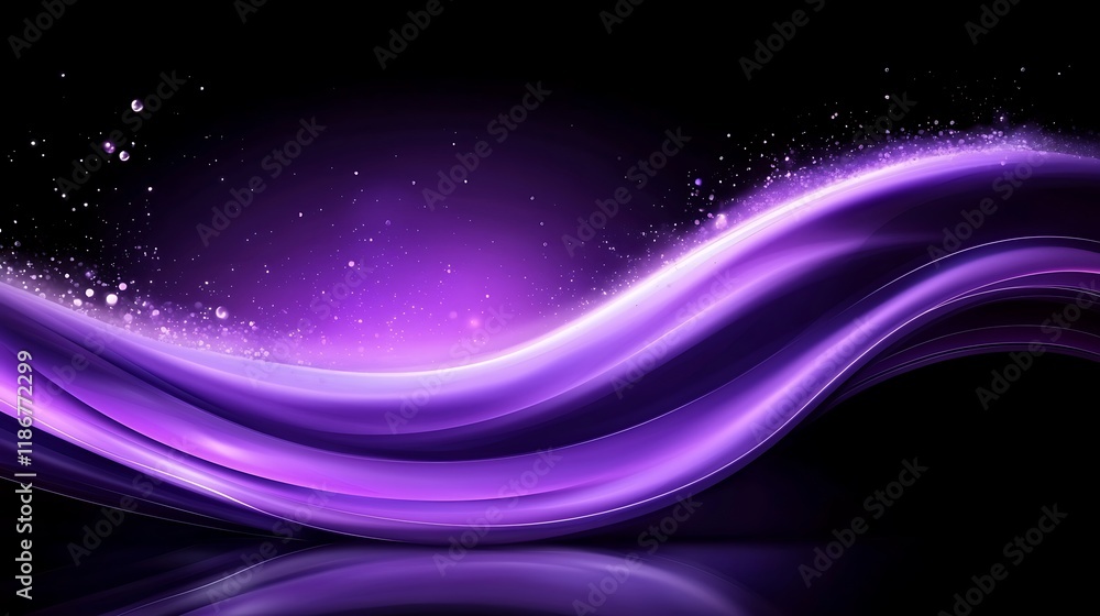 Poster Dynamic and Captivating Visualization of Quantum Computing Concepts with Vibrant Purple Waves and Abstract Design Elements for Creative Projects