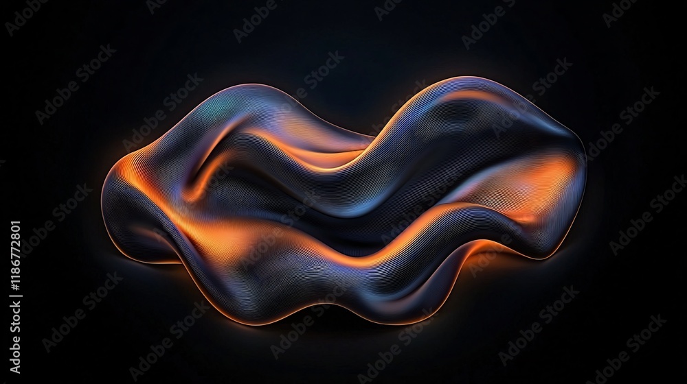 Aufkleber mesmerizing iridescent waves contemporary abstract expressionist digital art showcasing a fluid dyna