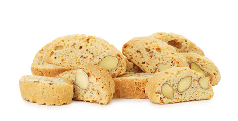 Traditional Italian almond biscuits (Cantucci) isolated on white