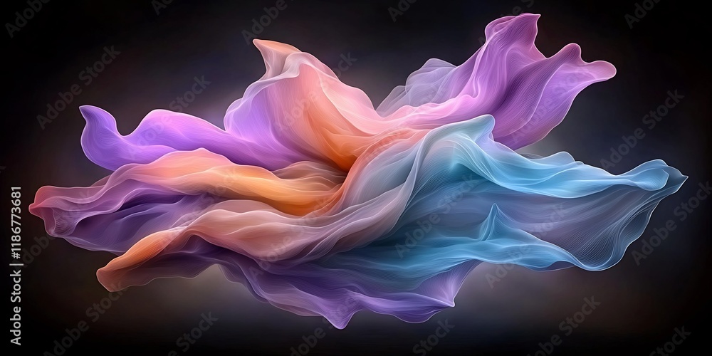 Poster mesmerizing flowing organic shapes and dynamic kaleidoscopic patterns in a hypnotic luminous display