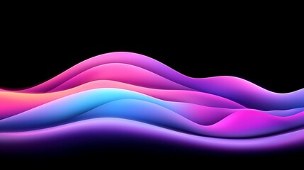 Futuristic Abstract Artwork Featuring Smooth Gradient Waves in Vibrant Pink, Blue, and Purple Tones on a Dark Background, Perfect for Modern Design Projects