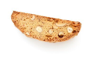 Traditional Italian almond biscuit (Cantucci) isolated on white, top view