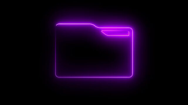 neon file icon animation with black background.