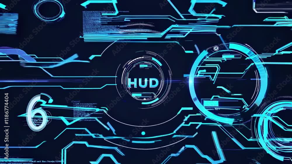 Poster advanced technology concepts showcased through a futuristic user interface design. hud style.