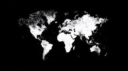 white world map isolated on black