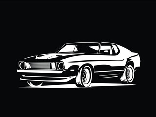 white muscle car in black background