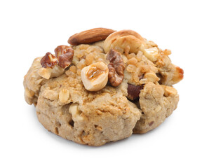 One tasty cookie with nuts isolated on white