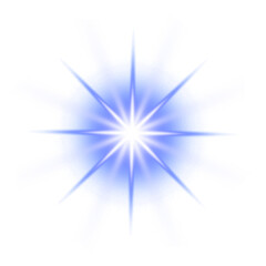 Bright Blue Radiant Starburst Light Effect isolated on a Transparent Background