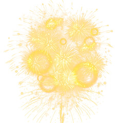 Brilliant Golden Fireworks Display with Sparkling Effects on a Transparent Background