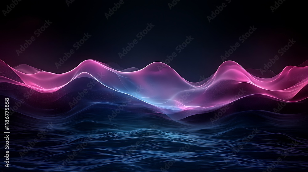 Aufkleber futuristic data visualization with flowing waves of light in a vibrant color palette, illustrating a
