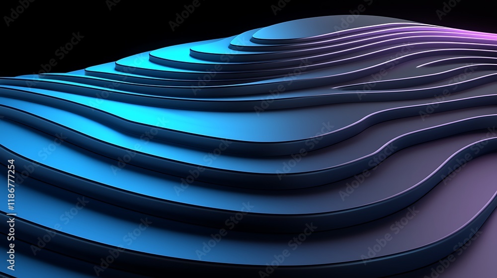 Poster beautiful swirling patterns of light in holographic design capturing intricate waves and layers in a