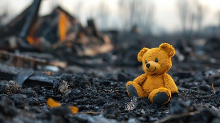 Heartbreaking toy abandoned post-storm ruins photo desolate environment emotional impact of natural disasters