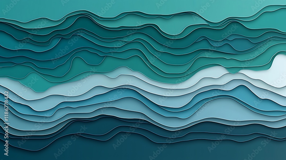 Aufkleber smooth and vibrant digital background with flowing layers in shades of teal and aqua perfect for mod