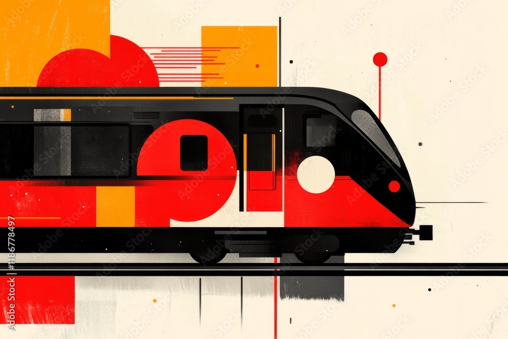 Aufkleber a minimalist graphic of a subway train entering a tunnel, with clean lines and soft contrasts of lig