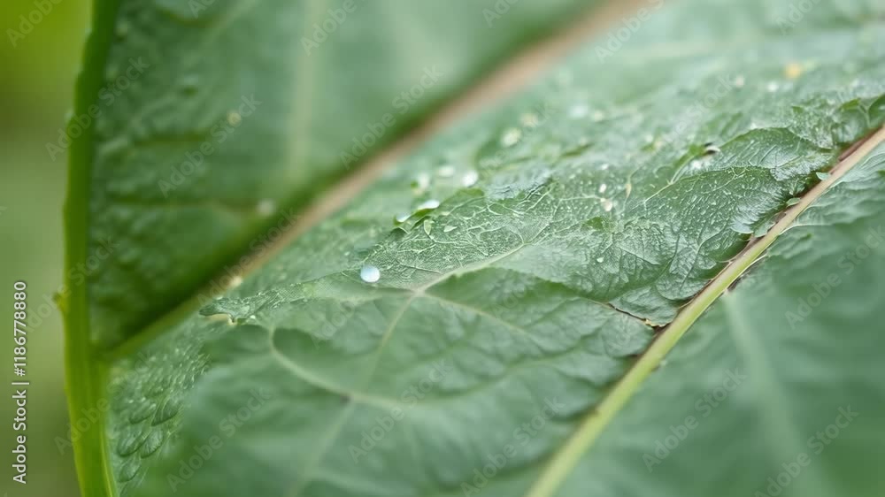 Poster macro static video of a leaf with multiple veins with diffused lighting, highlights the fine details