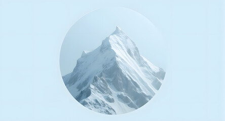 Obraz premium Serene Snow-Capped Mountain Peak in Circle Frame