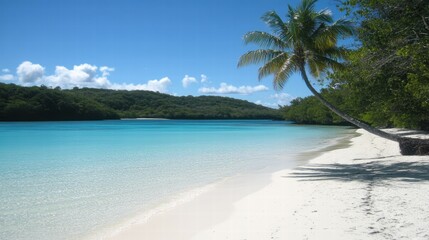 Fototapeta premium Relaxing Beach Day Tropical Island Scenic View Coastal Environment Serene Perspective Tranquil Escape